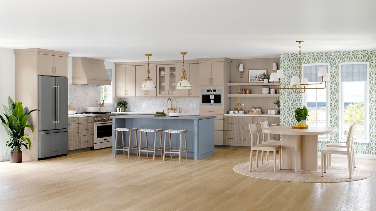 Hanover Painted Oat, Mist and Duraform Drift kitchen