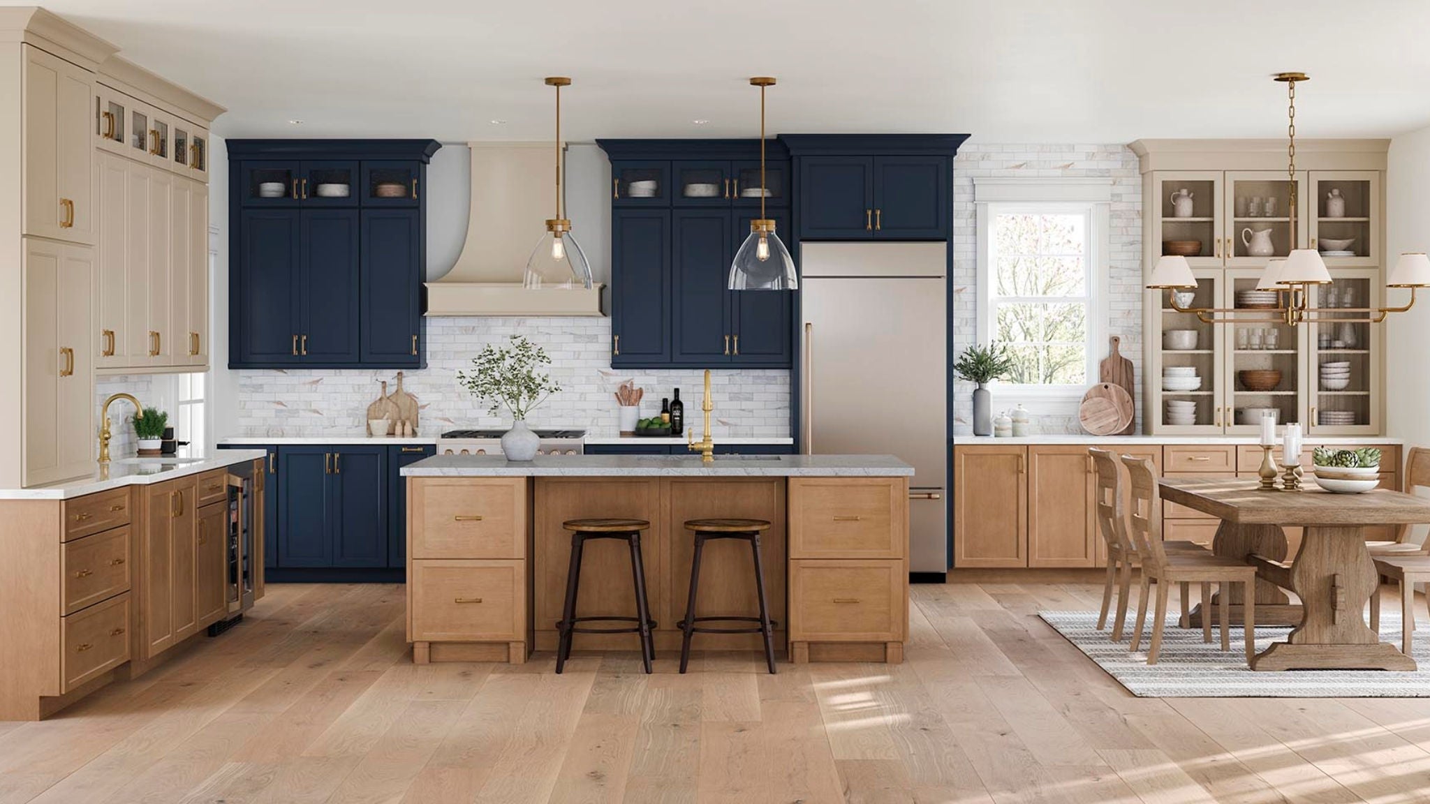 Adelaide Maple Cider, Painted Oat and Painted Navy kitchen