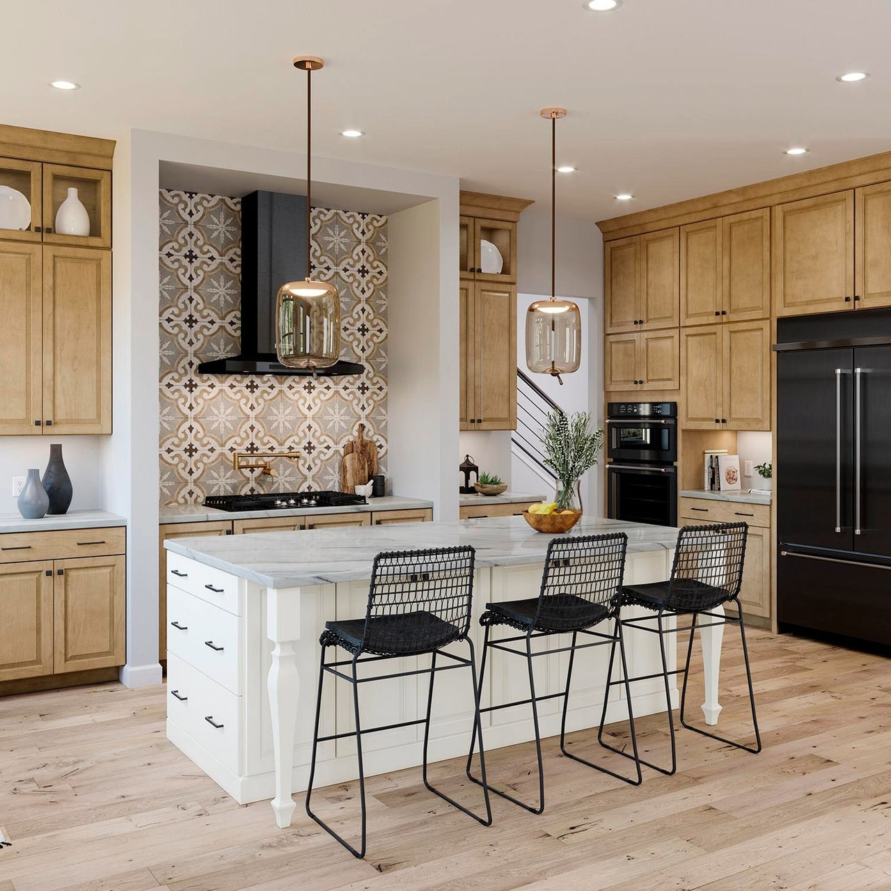 A kitchen island with Chantilly Decorative legs