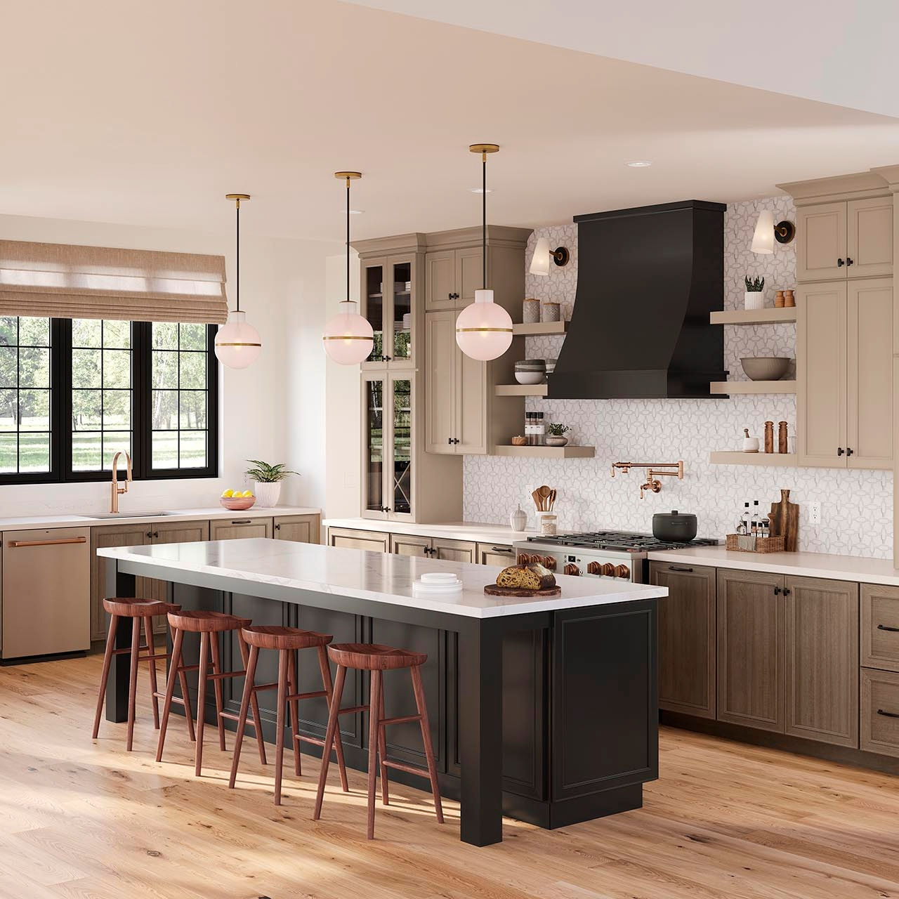 A kitchen island featuring 5" square legs